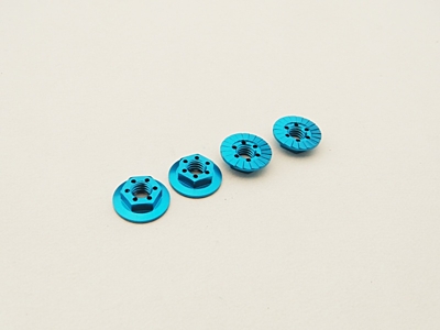 Hiro Seiko 4mm Alloy Serrated Wheel Nut -11mm Thin Type (T-Blue, 4pcs) 1 48664