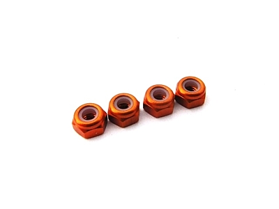 Hiro Seiko 3mm Alloy Nylon (S_Size) Nut (Orange·4pcs) 1 69855
