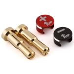 1up Racing LowPro Bullet Plugs & Grips - 4/5mm Stepped - Black/rojo (2 unidades)