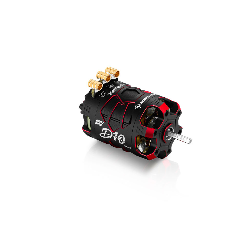 3040113-5-8-R Hobbywing XeRun D10 Drift 13.5T motor brushless con sensores (rojo) - Imagen 1