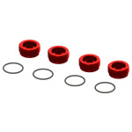 Arrma buje de aluminio delantero tuerca (rojo, 4 unidades)