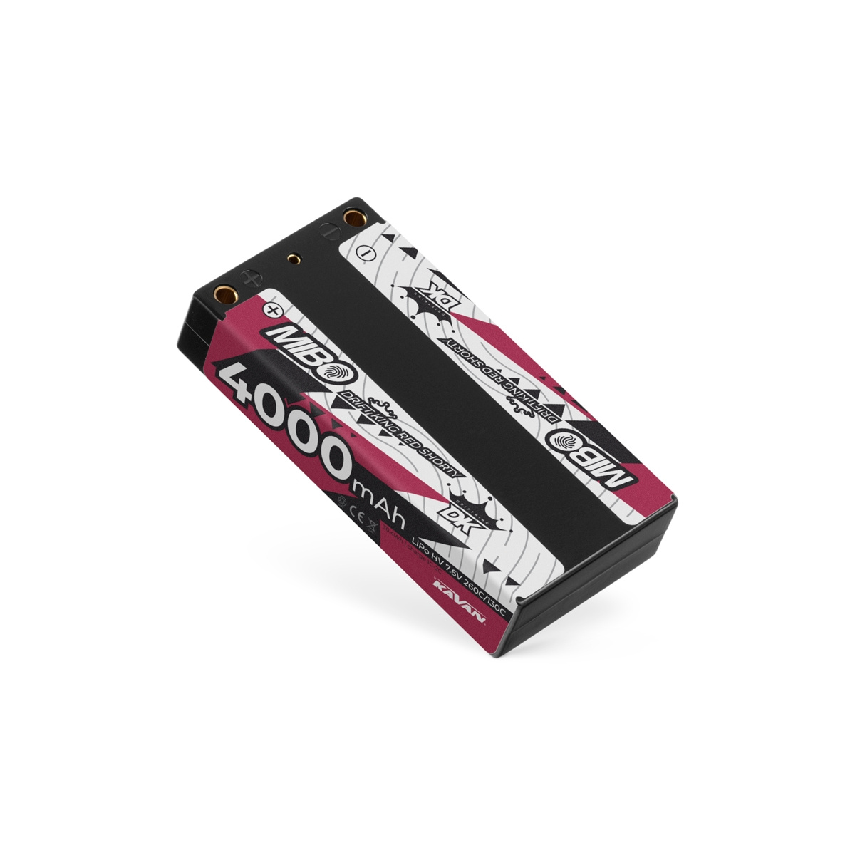 MB-4201R MIBO Drift King Red Shorty 4000mAh 7.6V 2S 130C/260C HV LiPo (4mm, 147g) - Imagen 1
