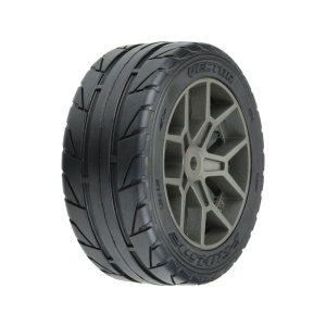 Pro-Line 1/8 Vector S3 delantero/trasero 35/85 2.4" Belted rueda completa, 14mm Gray: Vendetta (2)