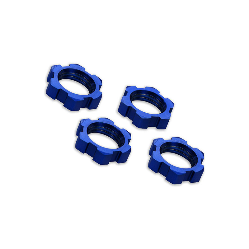 TRA7758 Traxxas 17mm Serated Splined tuerca de rueda (azul, 4 unidades) - Imagen 1