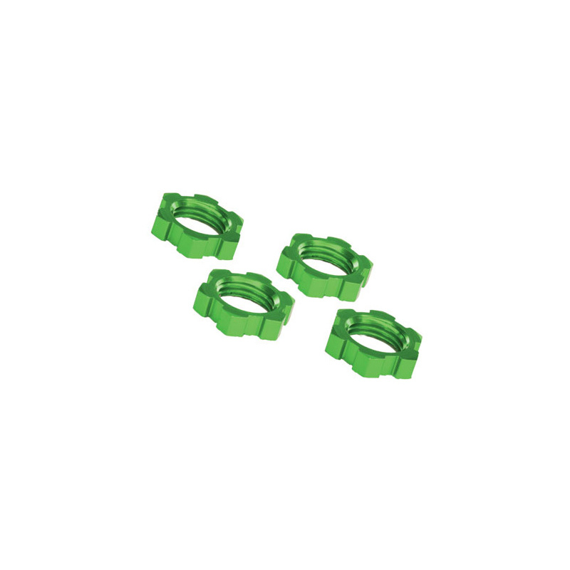 TRA7758G Traxxas 17mm Serated Splined tuerca de rueda (verde, 4 unidades) - Imagen 1
