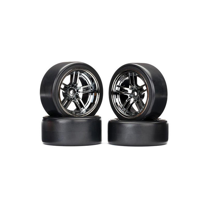 TRA8378 Traxxas 1.9" Drift neumático & Split-Spoke rueda (cromo negro, 4 unidades) - Imagen 1