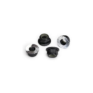 Traxxas 5mm con pestaña Nylon Locking tuerca (negro Anodized, 4 unidades)