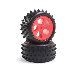 Losi Mini JRX2 4 Row trasero rueda completa (rojo, 2 unidades)