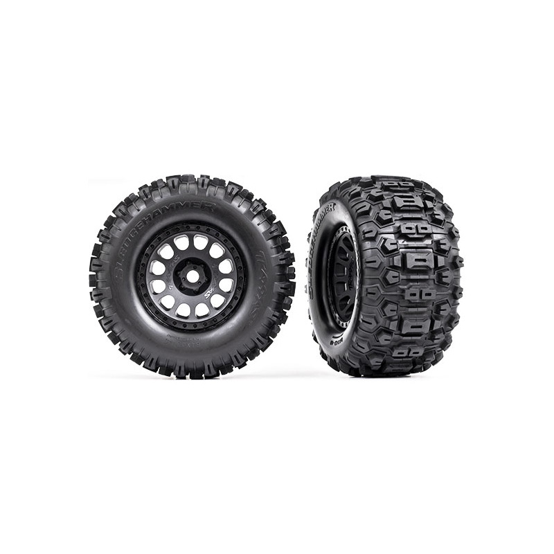 TRA7876 Traxxas neumático & rueda XRT Race Sledgehammer neumático inserto de espuma izquierdo & derecho (negro, pareja) - Imagen 1